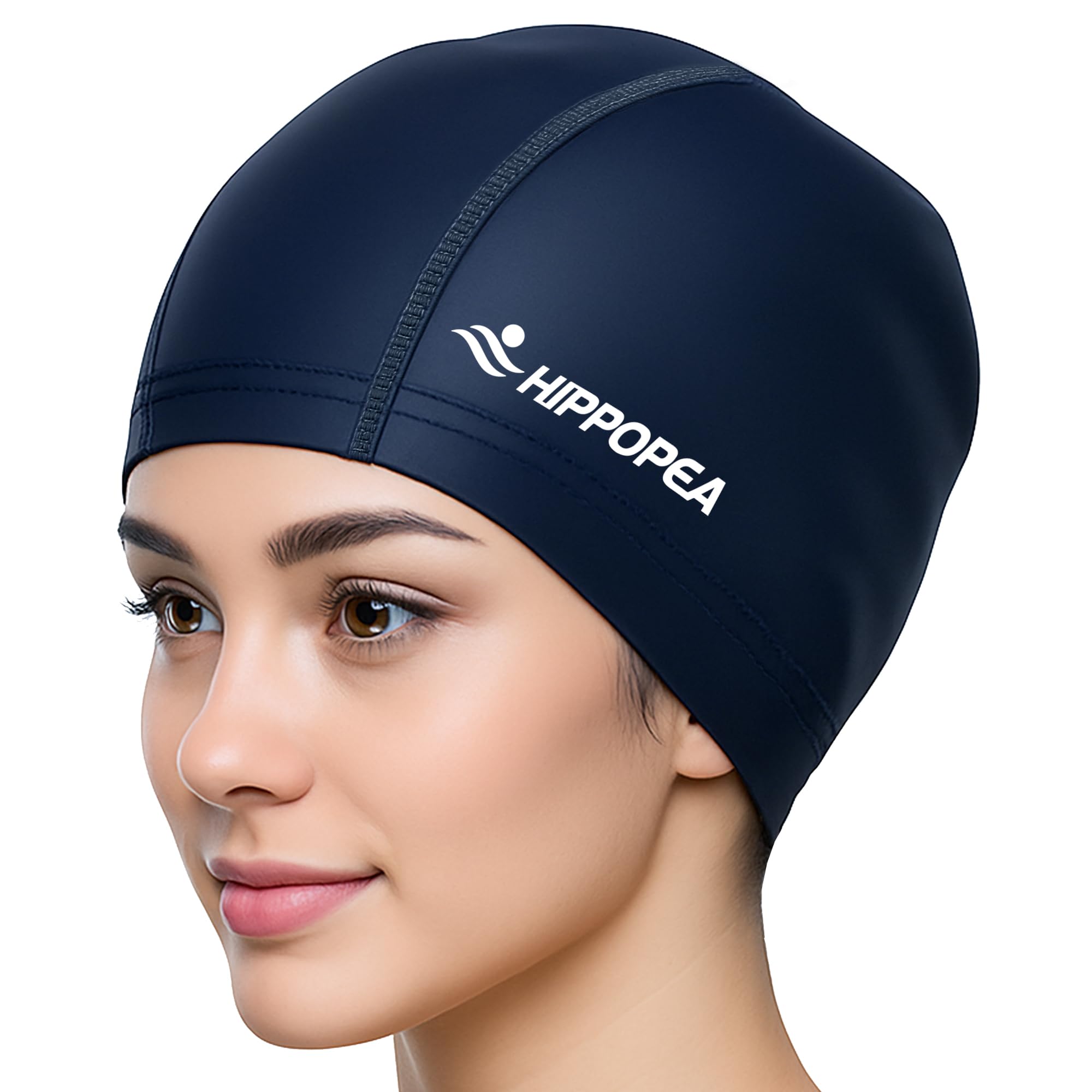 HIPPOPEA Water Resistant Fabric Swim Cap with PU Coating Layer - Elastic Cloth Swimming Cap, Breathable, Lightweight & Comfortable for Women Men Boy