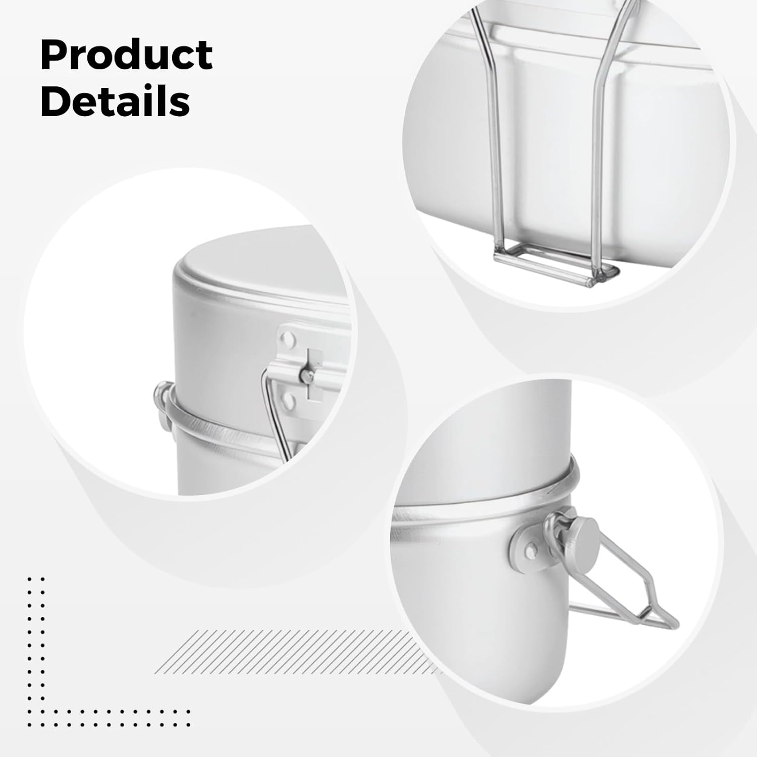 Generic 20 X 15 Cm Aluminum Mess Kit, 2-Tier German Style Food Container, Portable Camping Cookware with Folding Handle, 7.9 X 5.9 in