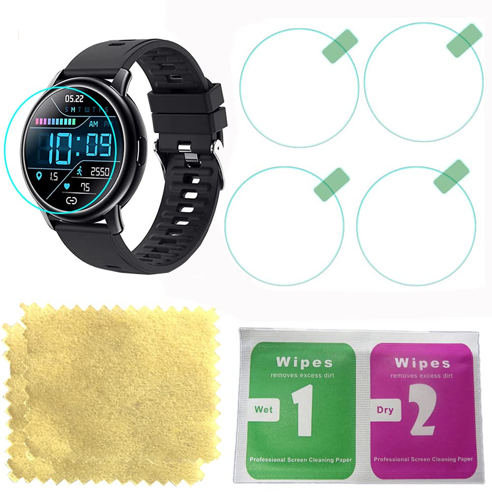 Protector de pantalla de cristal templado para reloj inteligente Donerton con cuatro piezas en un paquete con pantalla redonda
