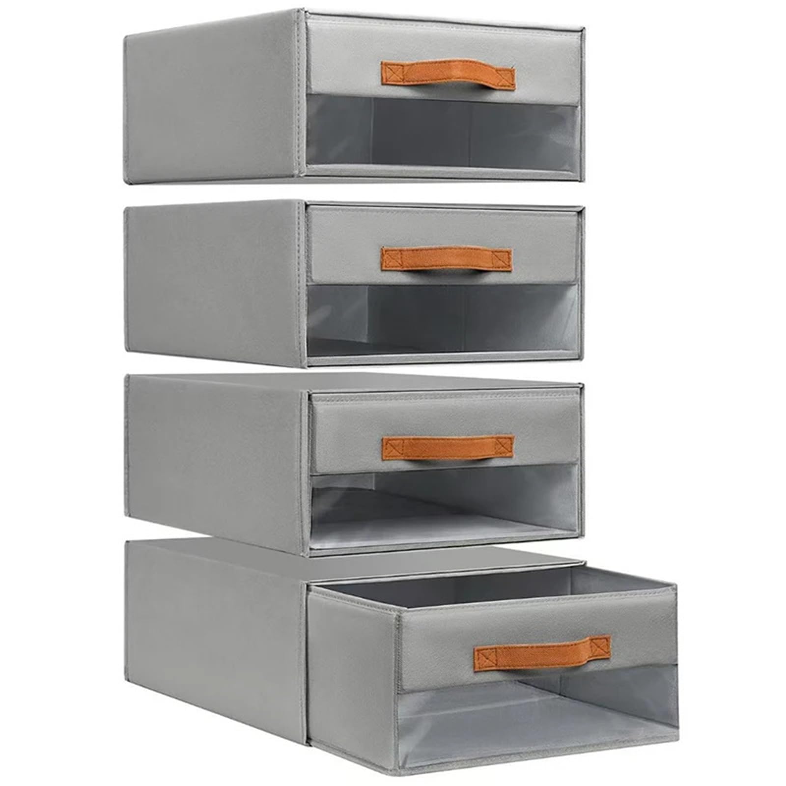 EWUHYFP Storage Boxes 1pc Foldable Storage Drawer Stackable Wardrobe Organizer Bedding Box With Handle Clothing(Grey)