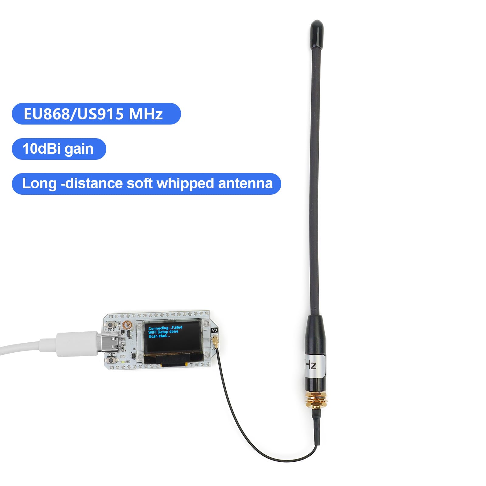 Antenne 868 MHz Gain 10dBi pour antenne Meshtastic LoRa Long Range Soft Whip Antenne, 17 cm Omni SMA mâle noir (lot de 2)