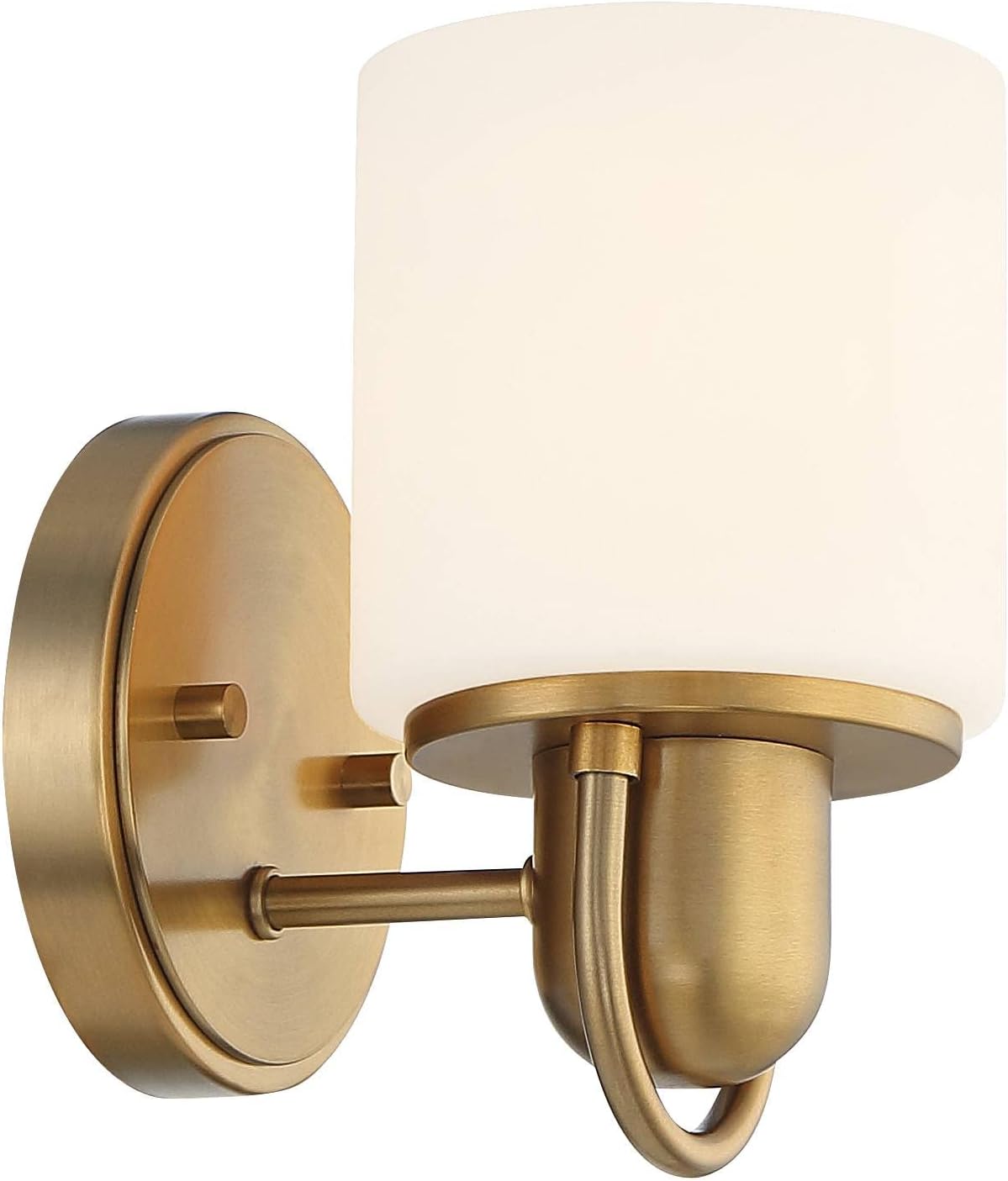 Possini Euro Design Copenhagan Modern Wall Light Sconce Warm Brass Gold Metal Hardwired 4 3/4" Fixture White Glass Shade for Bedroom Bathroom Vanity Living Family Room Hallway Dining Kitchen House