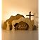 【He is Risen】Empty Tomb Scene Spring Easter Decorations, Jesus Nativity Resurrection Figurines Set With Wooden Cross For Home