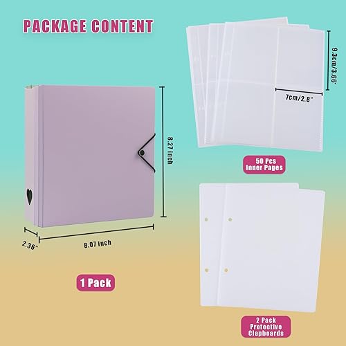 Miniatura 2 de Carpeta para tarjetas fotográficas de 4 bolsillos A5 con anillo en D con 50 fundas interiores, libro de recolección de tarjetas fotográficas