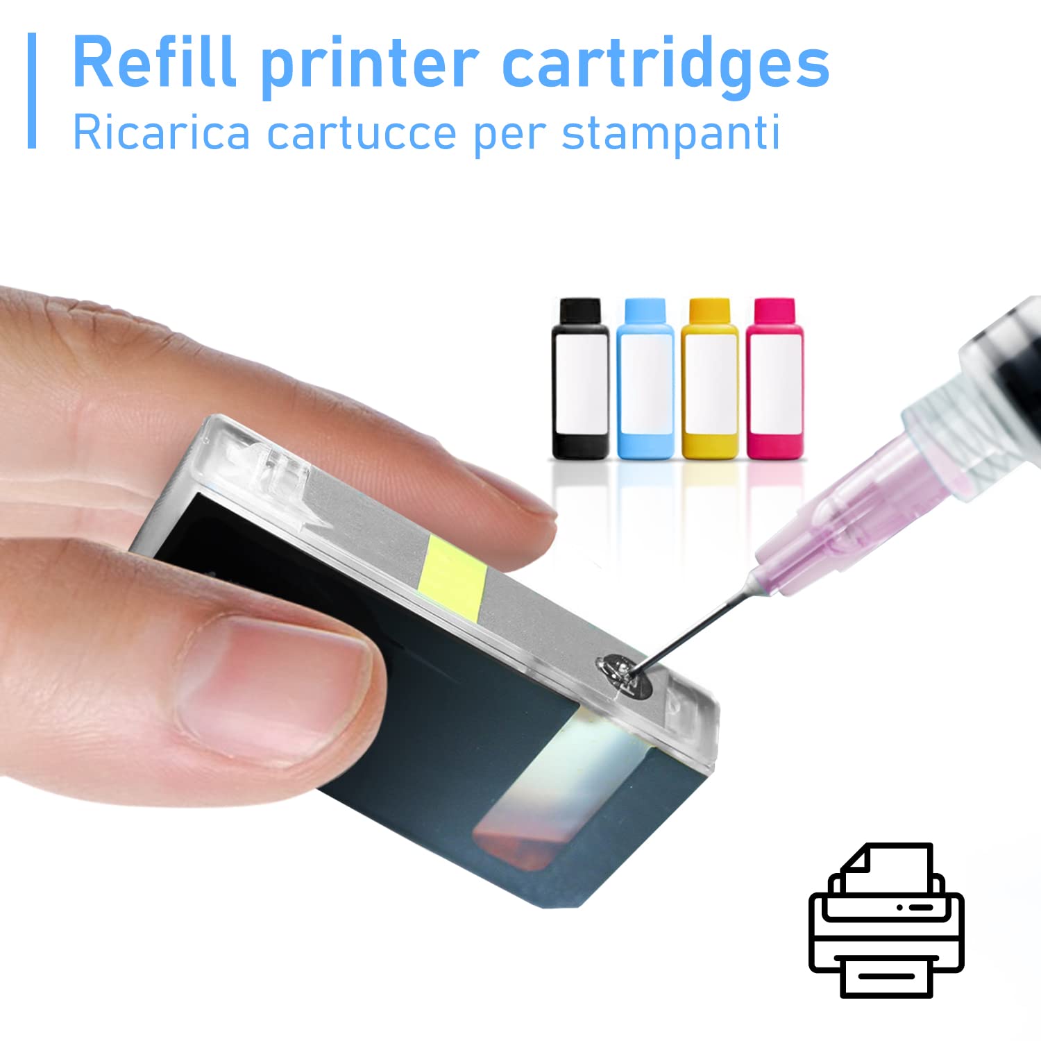 Siringa in plastica 10ml punta Luer Lock, confezione da 3pz siringhe di plastica, Ago 7 cm, per Laboratori Scientifici, Ricarica Inchiostro Cartucce stampante, per Animali Domestici, giardinaggio, ecc