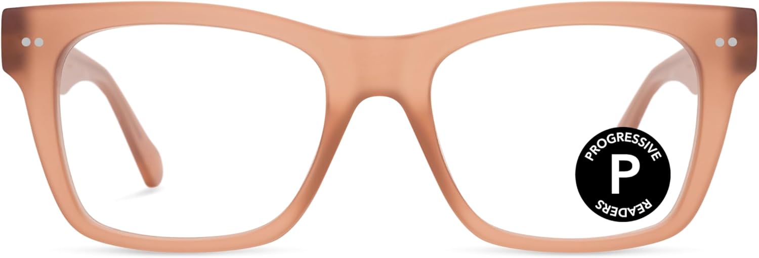 LOOK OPTIC Cosmo Progressive Reader-Stylish Unisex Reading Glasses, Prescription-Quality Champagne 1.0 x