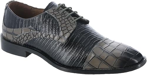 Stacy Adams Tedesco Men's Oxford, 10 2E US, Grey-Black