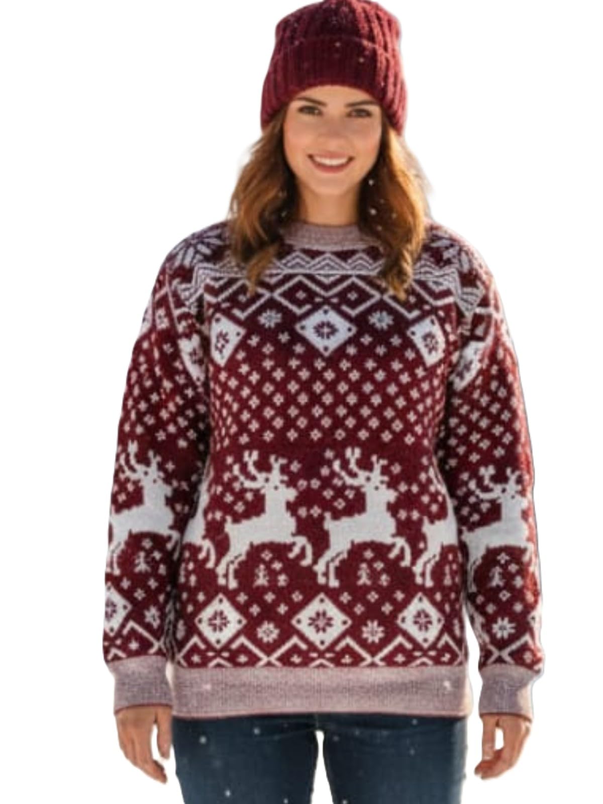 Women’s Winter Reindeer Knit Sweater with Soft Warm Fabric and Stylish Seasonal Pattern for Cozy Outings-image-33