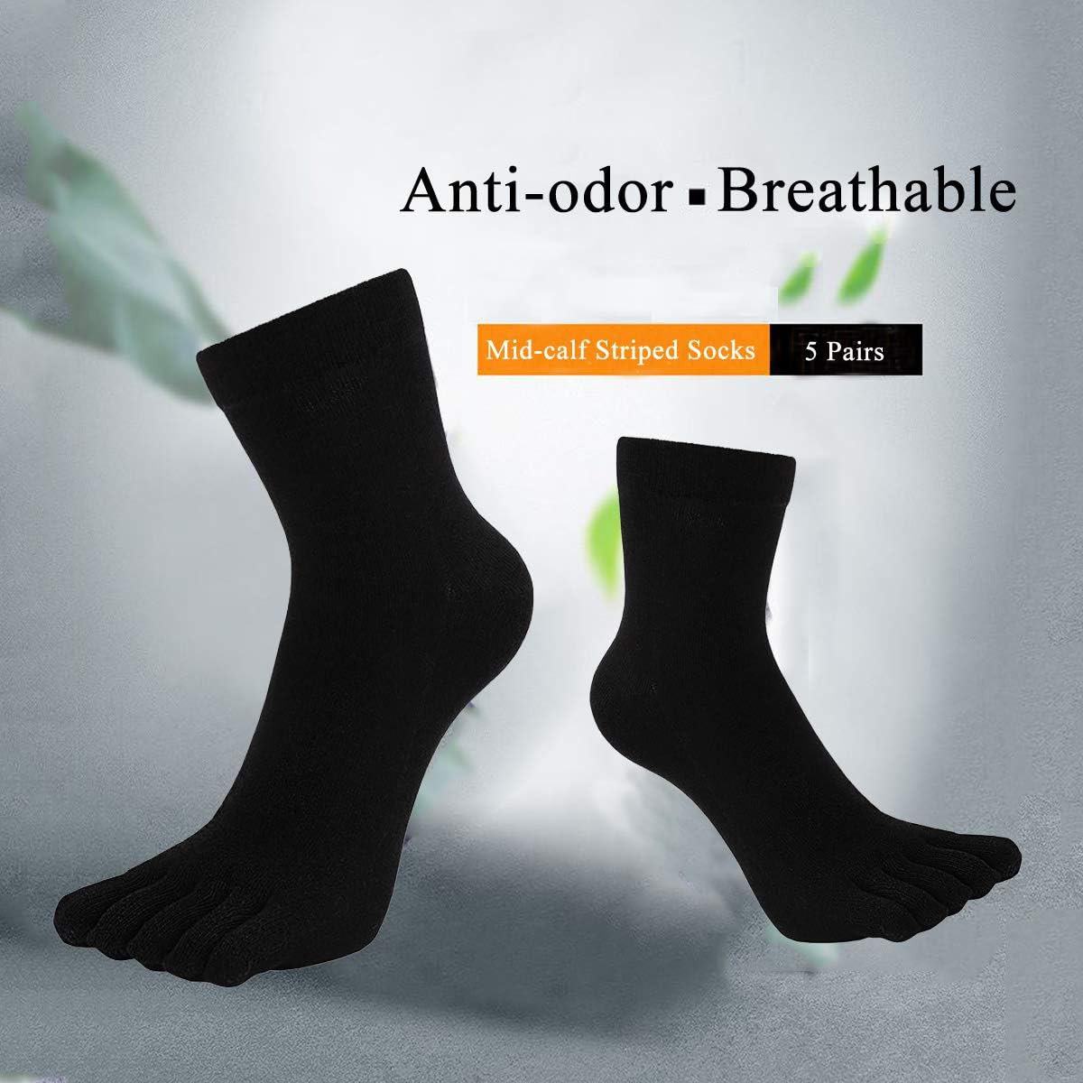 Hellomamma Mens Toe Socks Five Finger Cotton Crew Sock Man Athletic Sports Running Ankle Toe Sock