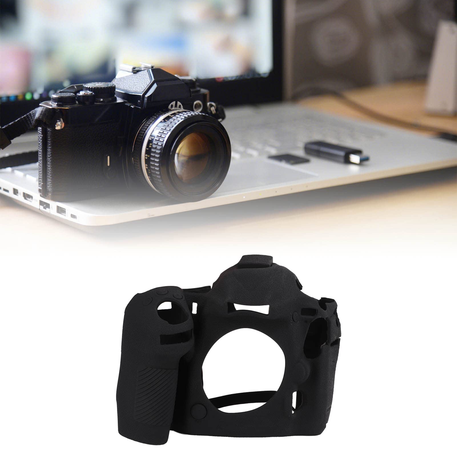 Custodia per fotocamera Custodia per telaio corpo, Easy Hood estensibile Custodia per fotocamera in silicone Superficie strutturata per fotocamera D500