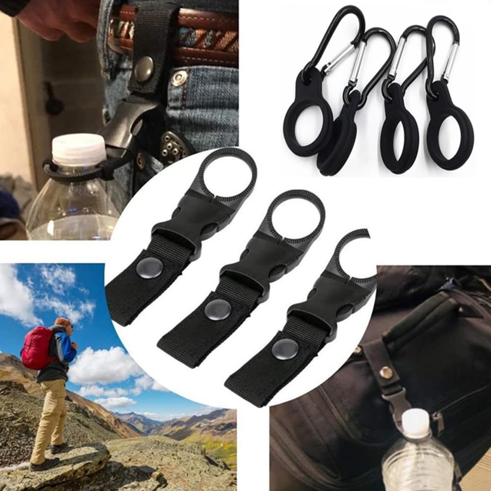 4 boucles de bouteille d'eau, mousqueton en aluminium léger, clip porte-bouteille de ceinture pour extérieur, porte-clés avec boucle de ceinture, porte-bouteille noir avec mousqueton, activités de