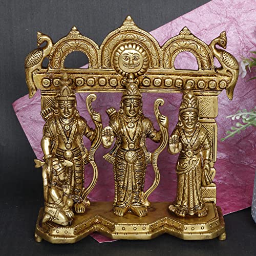 Image of ARTVARKO Brass Ram Darbar Statue Shree Ram Ji Sita Laxman Hanuman Home Decor Puja Bhagwan Idol Murti for Mandir Temple 7.5 Inches