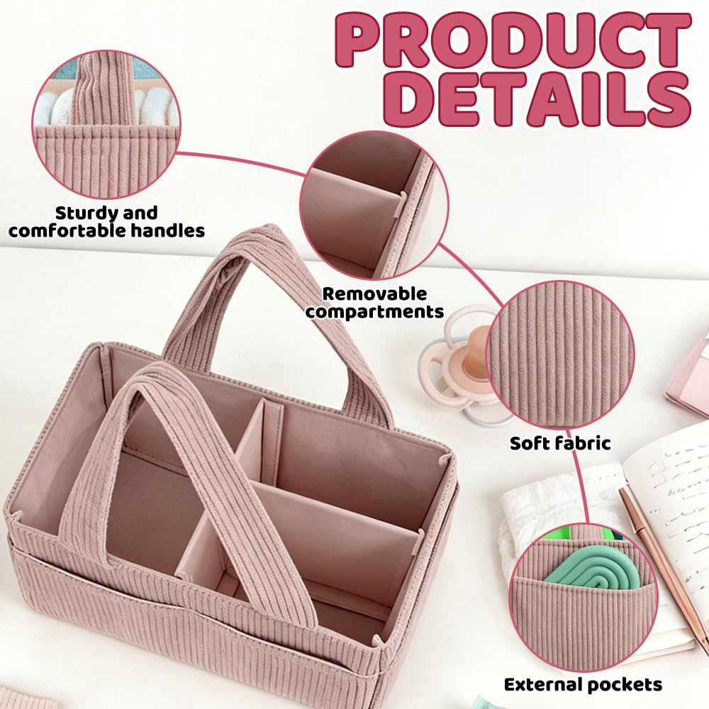 organizer do przechowywania pieluszek, przenośny kosz na pieluchy z przegródkami i uchwytami, duży organizer na pieluchy, diaper caddy z miśkiem, organizer na pieluchy do podróży dla dzieci