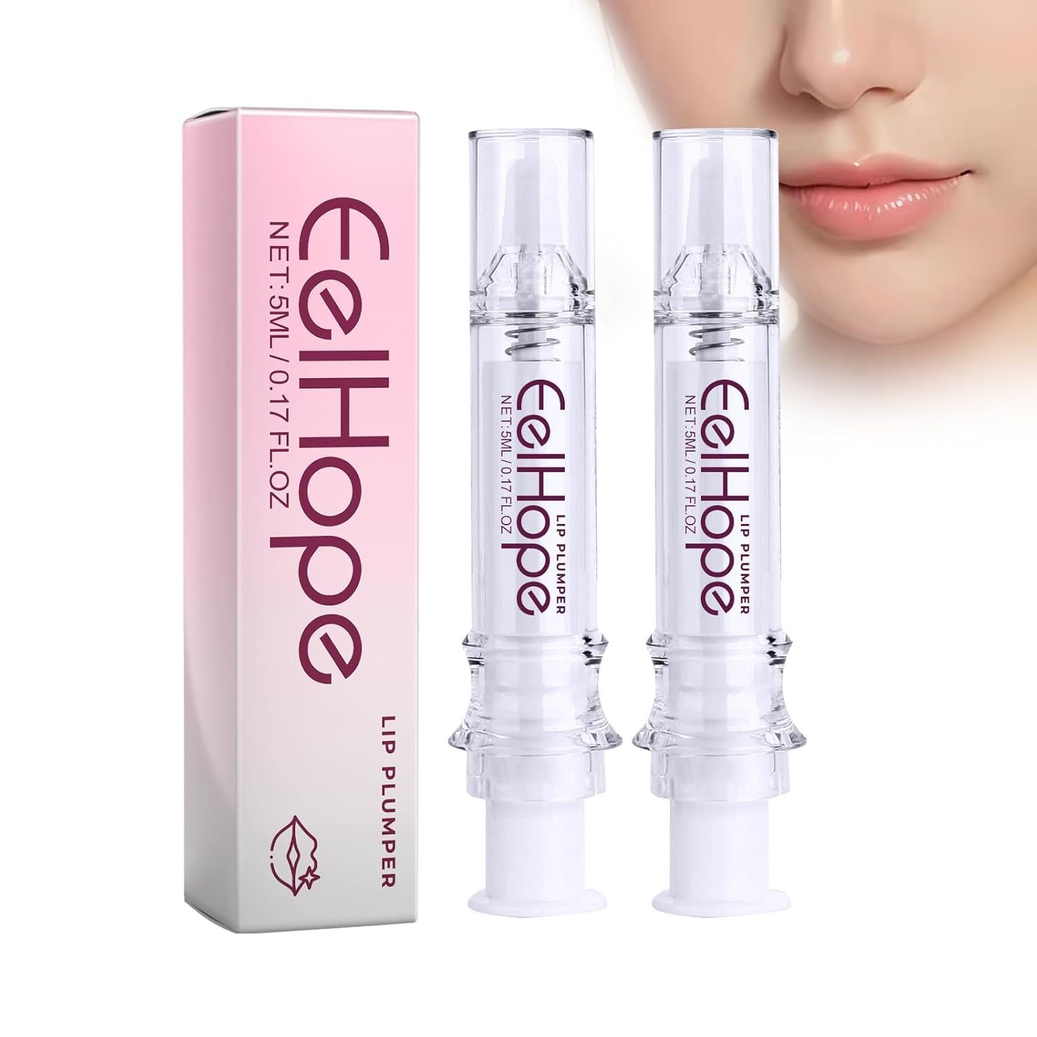 NALACALGLWB Lip Plumper (2pcs, Pink), Ultra-Moisturizing Lip Plumper with High Shine Glossy & Pearl Effect – Vitamin E and Hyaluronic Acid Formula for Instant Plump, Moisture, and Wrinkle Reduction