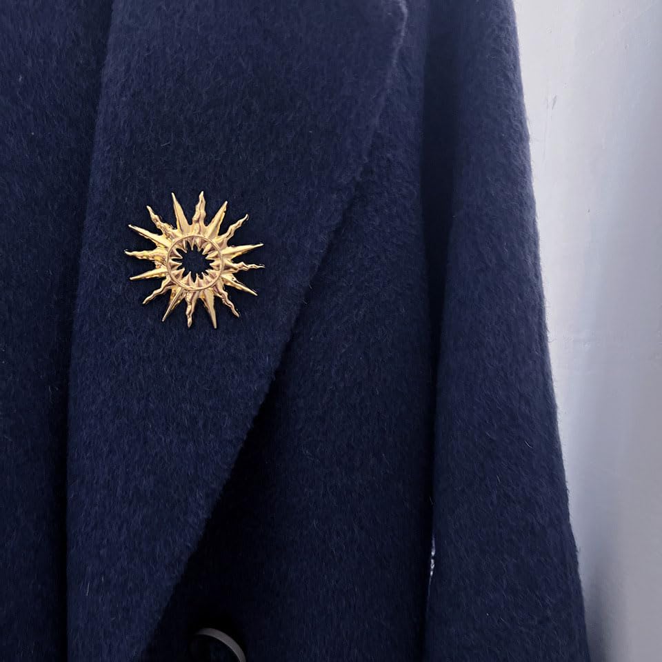 Image of Gold-Tone Sun Brooch Pin Vintage Round Sun flower Broach for Shirt Decorations Wedding Bouquets Jewelry