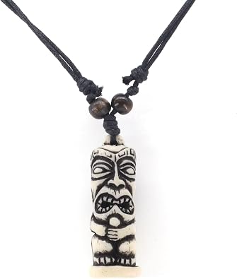 Hawaiian Tiki Pendant Necklace for Men Women -Polynesian Tribal Surfer Beach Jewelry