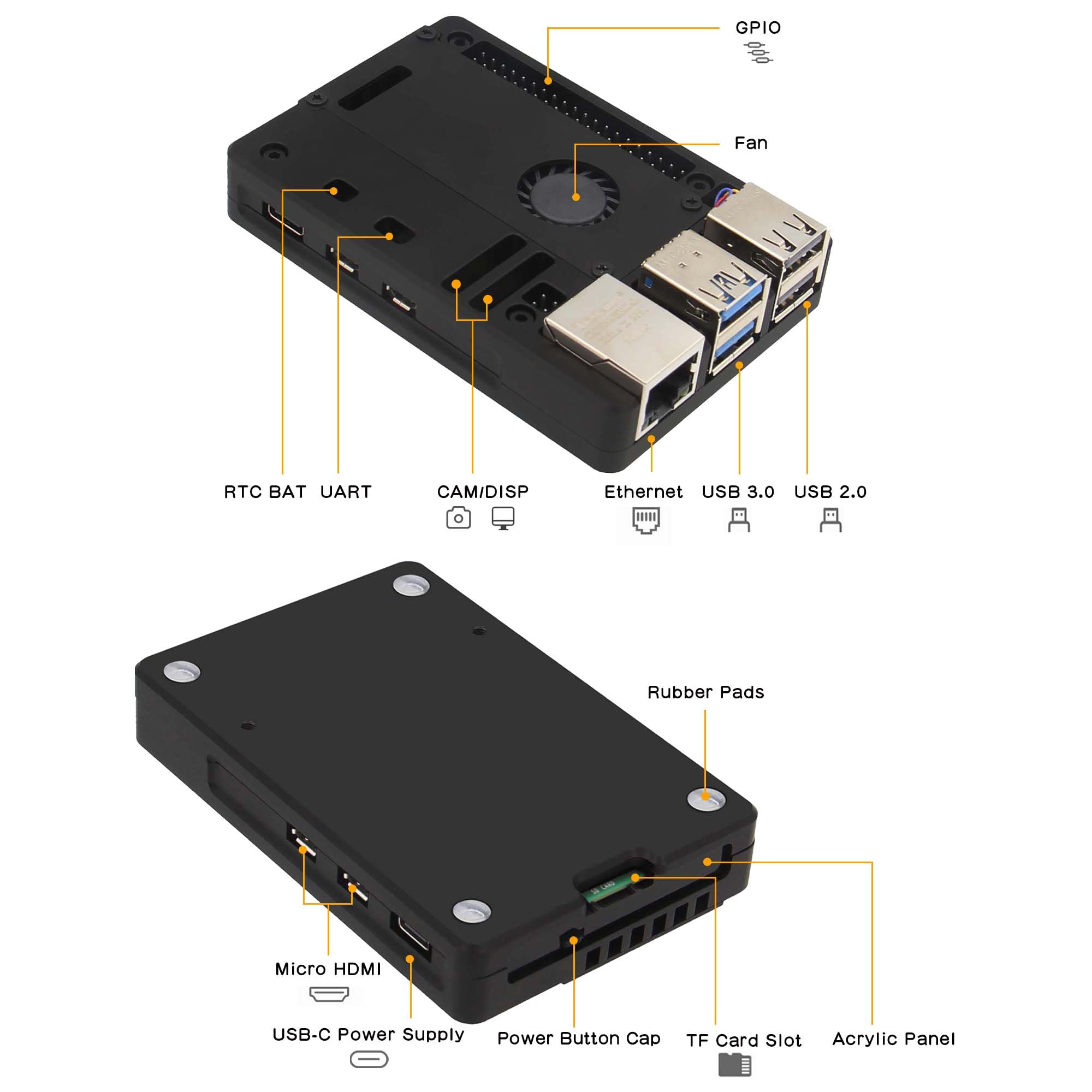 Obudowa aluminiowa eleUniverse N311 z wentylatorem dla Raspberry Pi 5