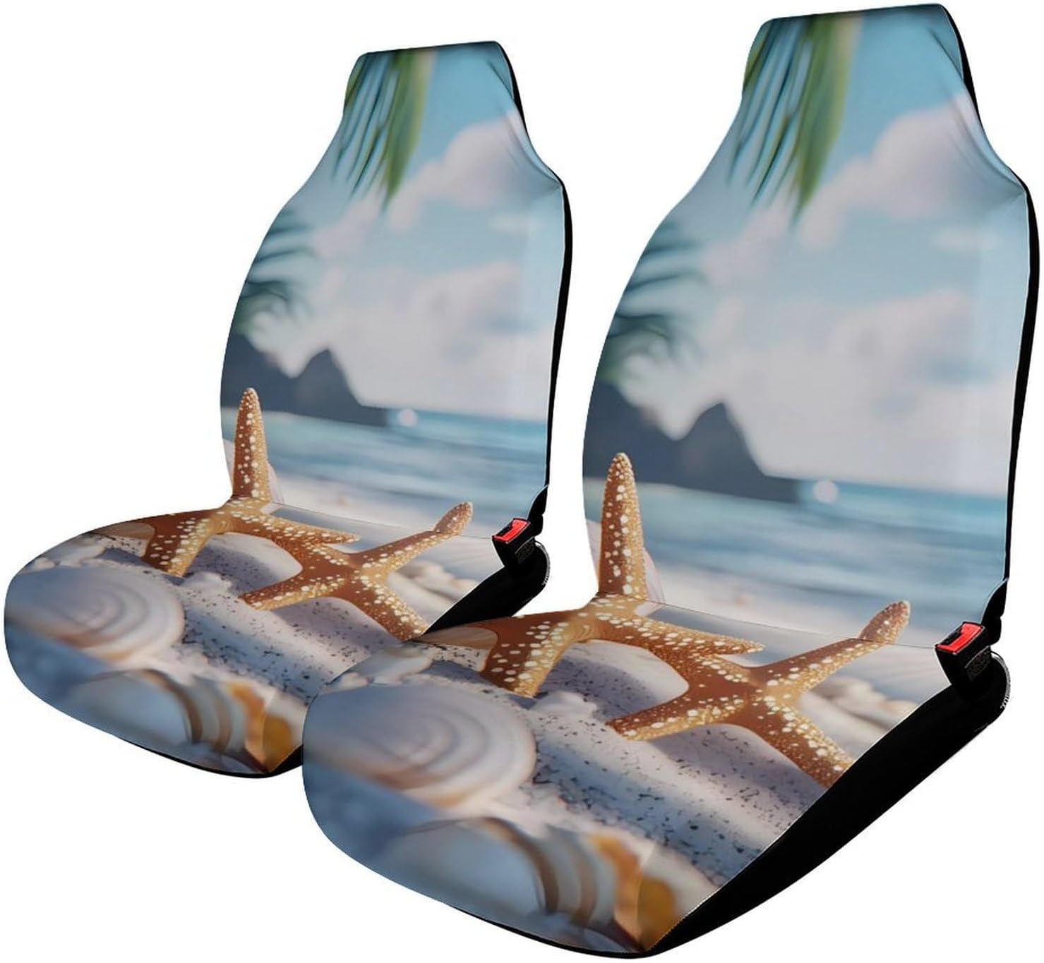 Seashell Starfish and Beach Car Seat Covers Universal Car Front Seats Protector Auto Interior Accessories 2PCS