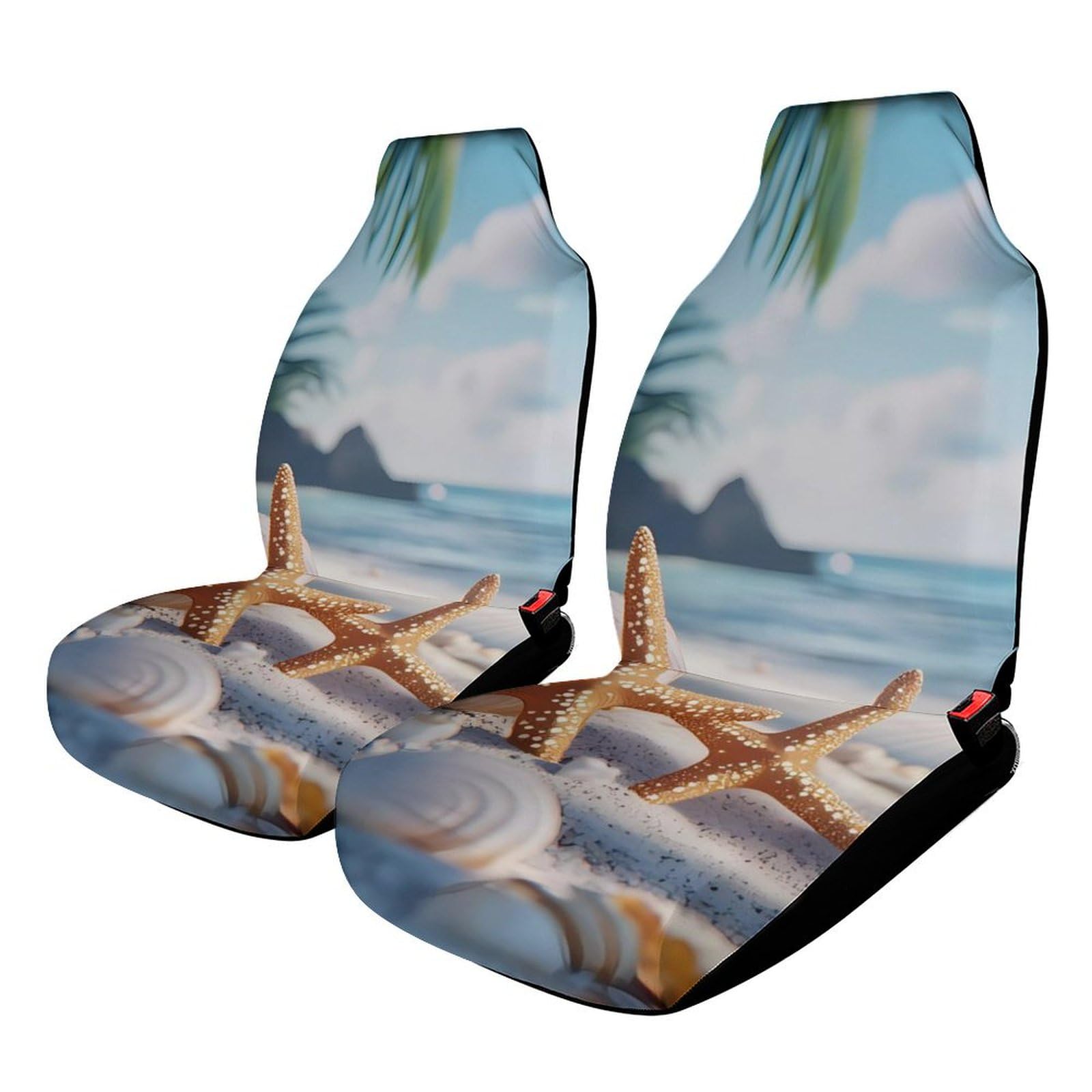 Seashell Starfish and Beach Car Seat Covers Universal Car Front Seats Protector Auto Interior Accessories 2PCS