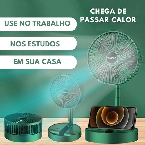 Mini Ventilador Dobrável Portátil De Mesa Sem Fio Retrátil Silencioso 110V/220V