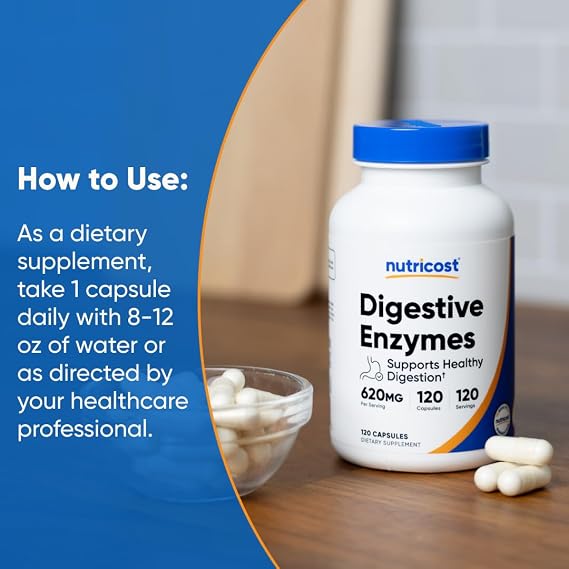 Nutricost Digestive Enzymes (620mg) 120 Capsules | Complete Digestive Enzyme Supplement