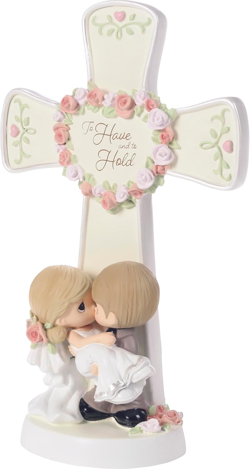 Precious Moments Wedding Cross | Bride & Groom | Religious Gift | 6.75in Resin Cross