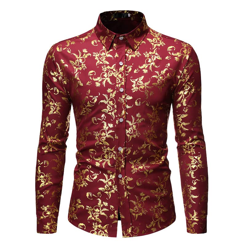 Chemise mariage rétro pour homme rouge vin élégante pour cérémonies chic Niiyyjj