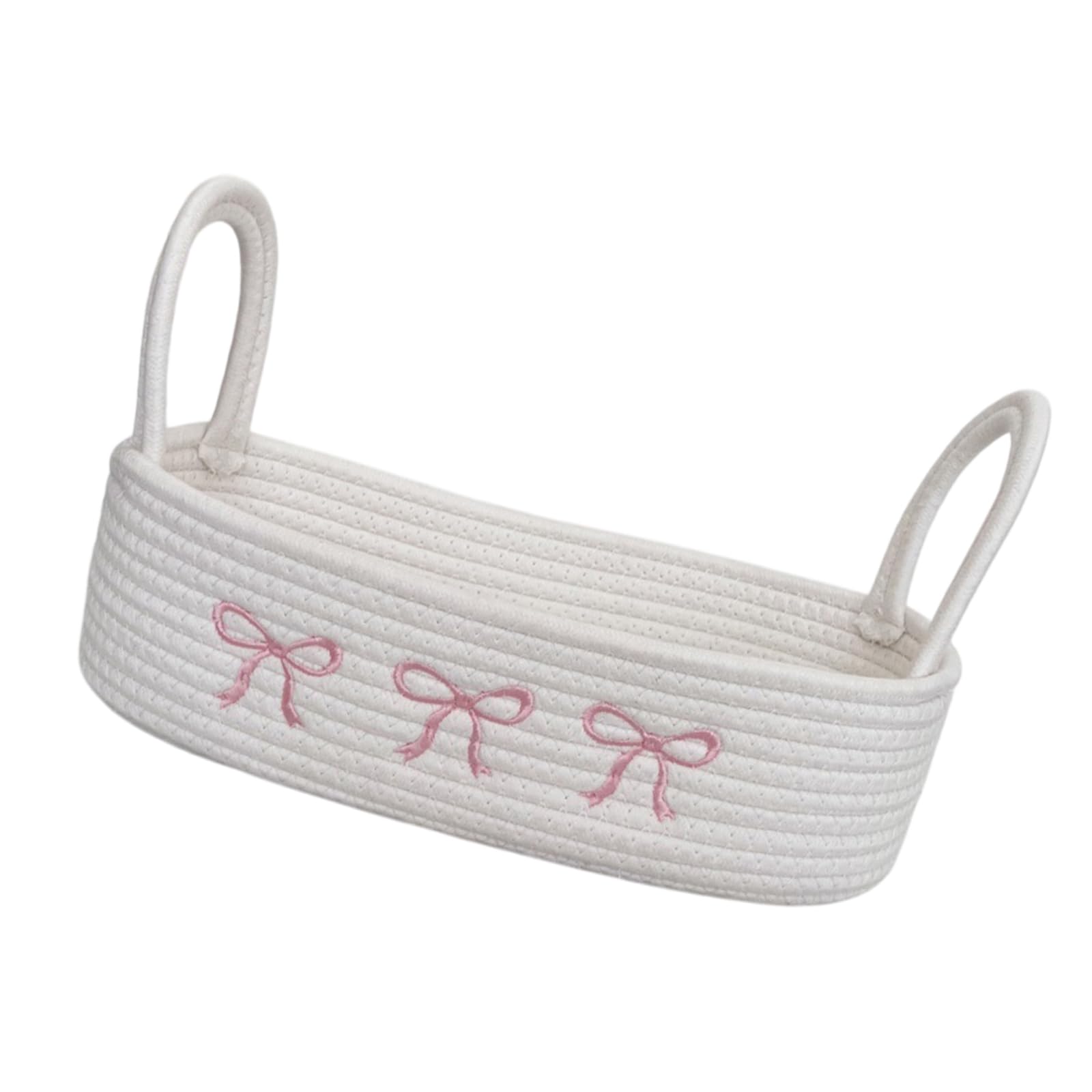 Multifunctional Bowknot Woven Basket Cotton Materials Spacious Organizers for CDs Remote Control Stationery Bowknot Woven Basket