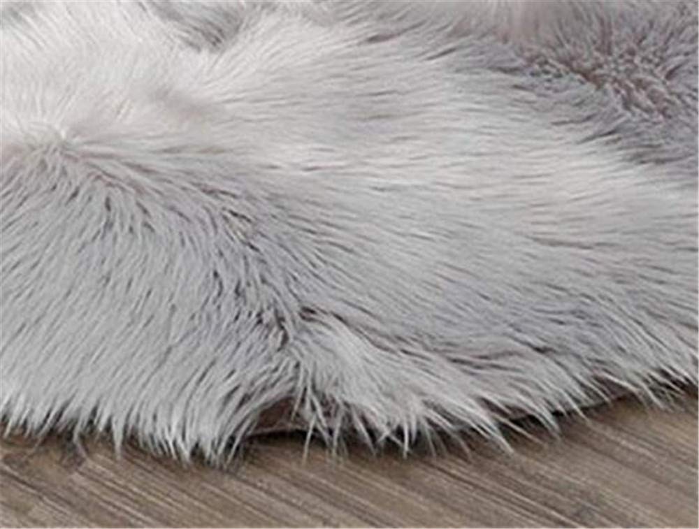 Lammfell Faux Teppich Schaffell Lammfellimitat Nachahmung Longhair Bettvorleger Fell Wolle Vorleger oder Matte für Stuhl Sofa (120cm,Weiß braun)