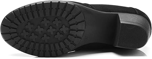 Miniatura 4 de VJH confort Botines para mujer, con cordones, punta redonda, cómodos, de tacón bajo, con cremallera lateral