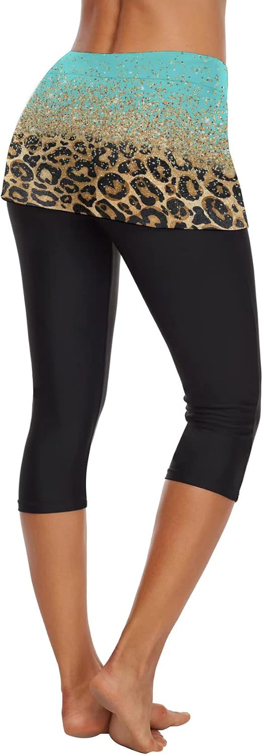Swimming Water Pants Skirted Swim Shorts Cropped Capri Surf Leggings Wetsuit Pants UV Boardshorts for Women