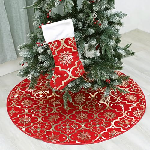 Christmas-Tree-Skirt-New-Year-Xmas-Deco-48-Inches-Large-Christmas-Tree-Skirts-with-11-17-Inch-Christmas-Stocking-Set-Shiny-Gold-Print-Christmas-Tree-Decorations-Rustic-Christmas-Tree-Mat-Kit Christmas Tree Skirt New Year Xmas Deco 48 Inches Large Christmas Tree Skirts with 11 17 Inch Christmas Stocking Set Shiny Gold Print Christmas Tree Decorations Rustic Christmas Tree Mat Kit