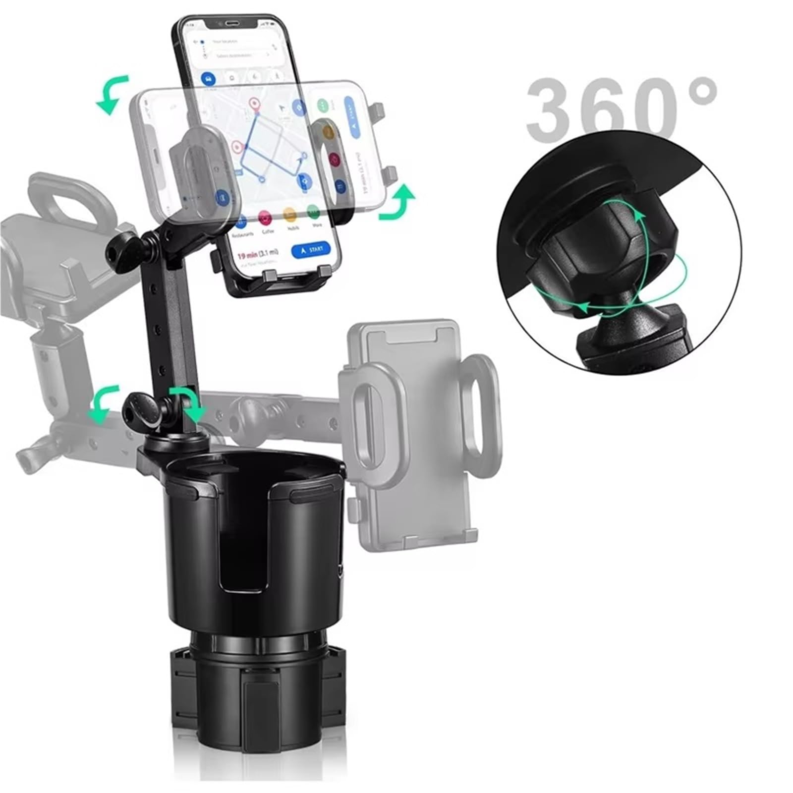 Supporto Lattine auto Espansore Per Portabicchieri Auto Con Supporto Per Cellulare Per Rotazione A 360° Per Smartphone Accessori Interni Per