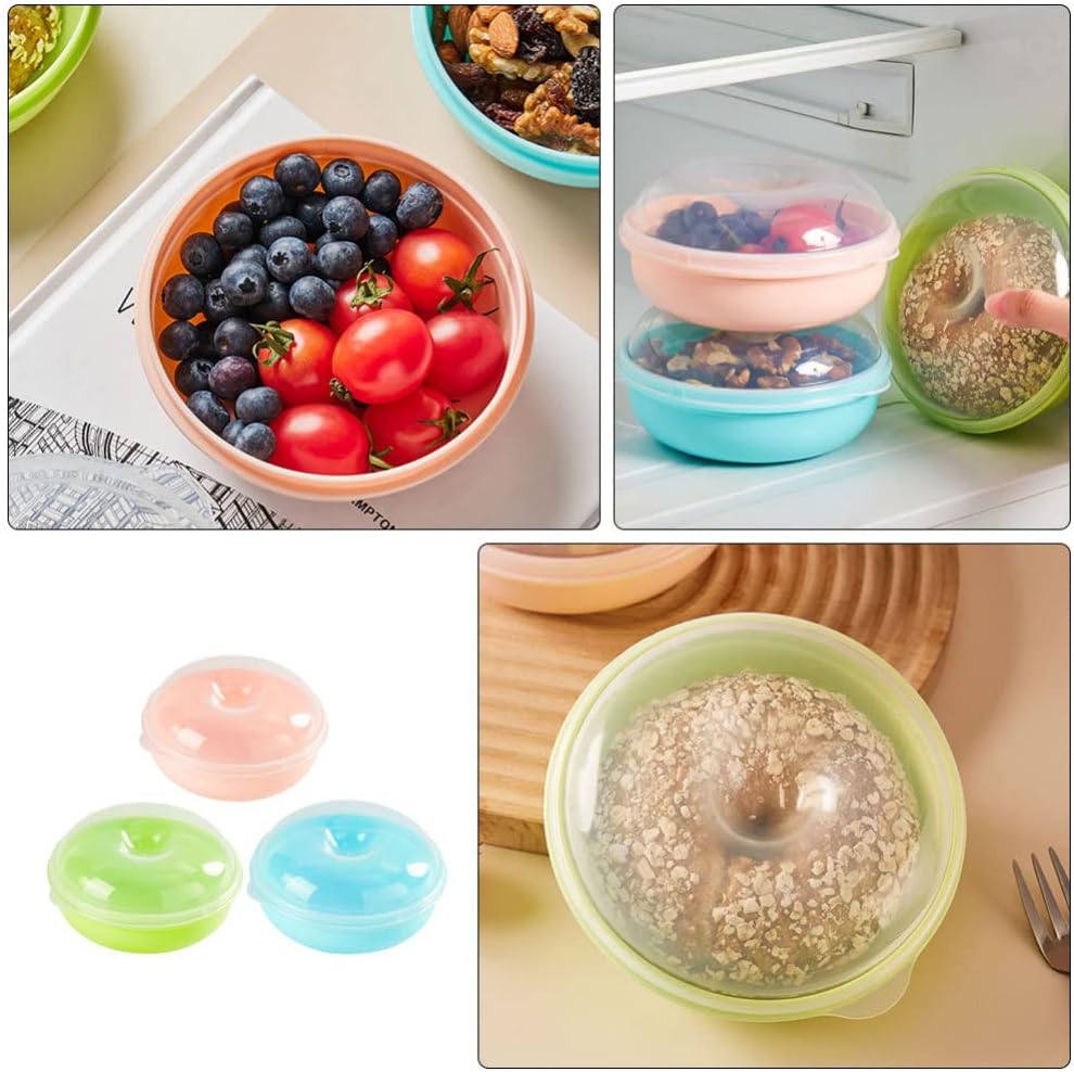 UPKOCH Bagel Keeper Storage Container 4.88 Inch Round Bread Fresh-Keeping Box Airtight with Lid for Kitchen Countertop Microwave and Refrigerator Safe Bagel Holder Container