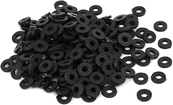 uxcell M2 x 5mm x 1mm Nylon Flat Insulating Washers Gaskets Spacers Fastener for Faucet Pipe Water Hose Black 200PCS