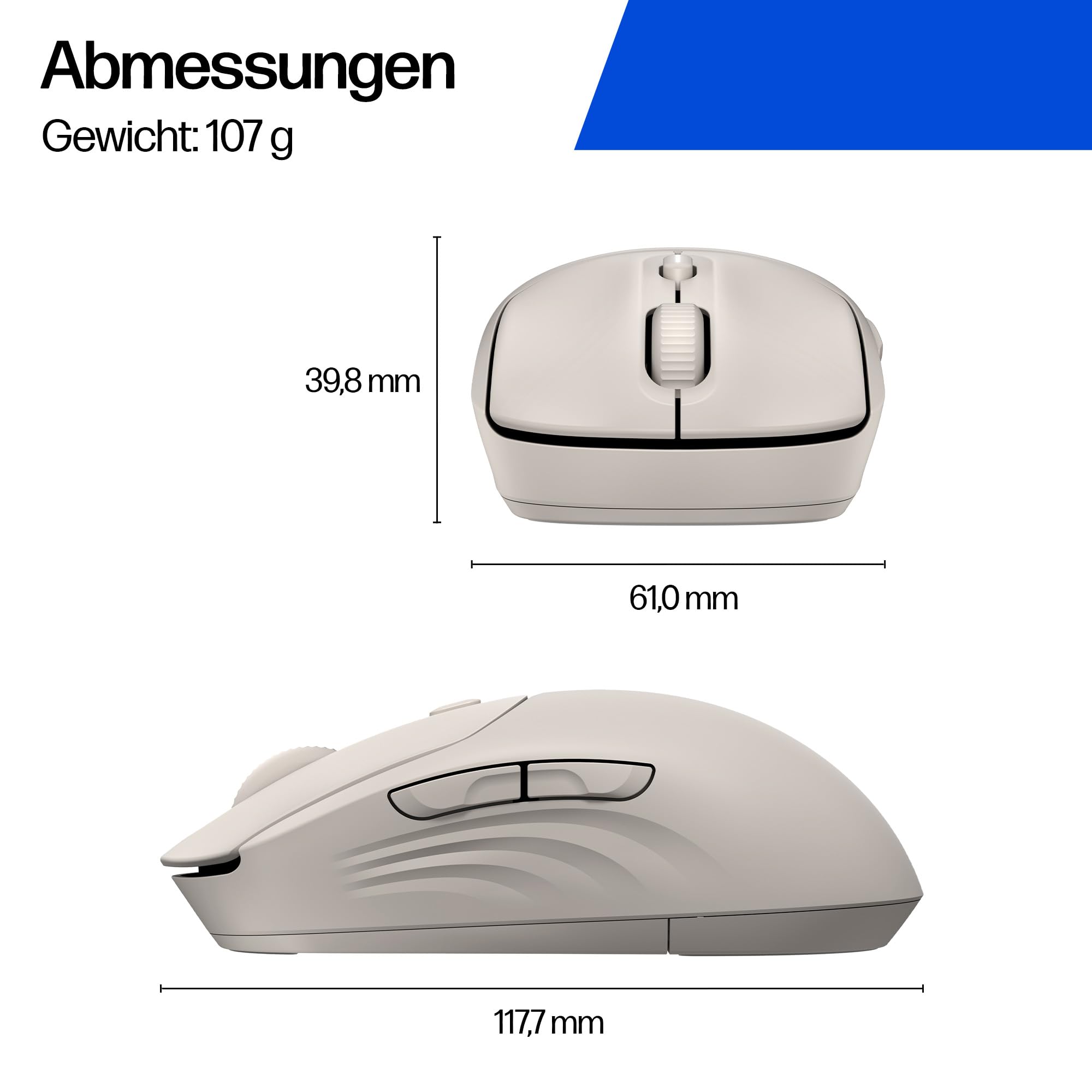 HP 400 Duale kabellose Maus, Bluetooth und USB, 2,4 GHz, 24 Monate Akku, leise Klicks, weiche Haptik, Blau