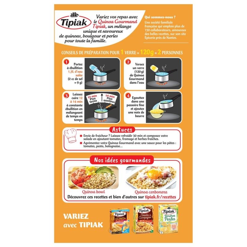 Délices de la Terre: Tipiak Quinoa Gourmand 400g - Bio & Savoureux Délicieusement Bio et Irrésistiblement Gourmand, Idéal pour Recettes Créatives! Cat - Le Lot De 3