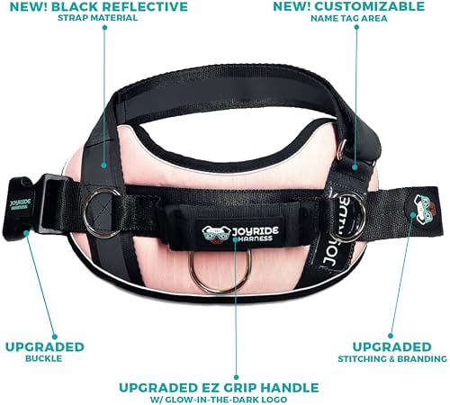 Joyride Harness For Dogs, No-Pull Pet Harness With Customizable Name Tag, Glow In The Dark Logo, 3 Side Rings For Leash Placement, Adjustable Pet Vest For Training And Walking, Easy On-Off Technology #TOP2