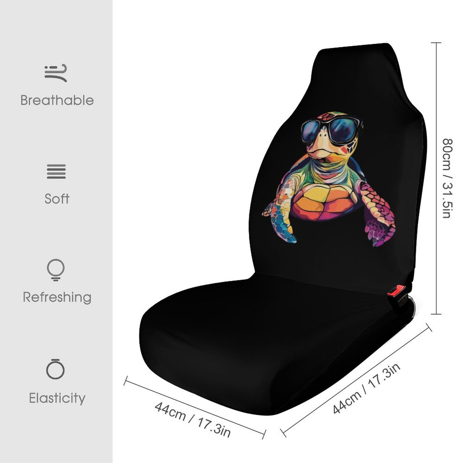 Colorful Turtles Car Seat Covers Universal Car Front Seats Protector Auto Interior Accessories 2PCS