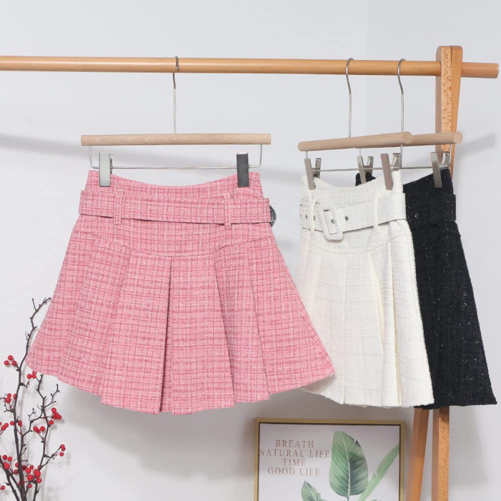 Rock Damen,Damen-Minirock Mit Hose Stilvoller Tweed-Faltenrock Mit Hoher Taille Und Gürtel, Glitzernder A-Linie, Geraffter, Eleganter Festival-Party-Kurzrock Für Mädchen Und Damen