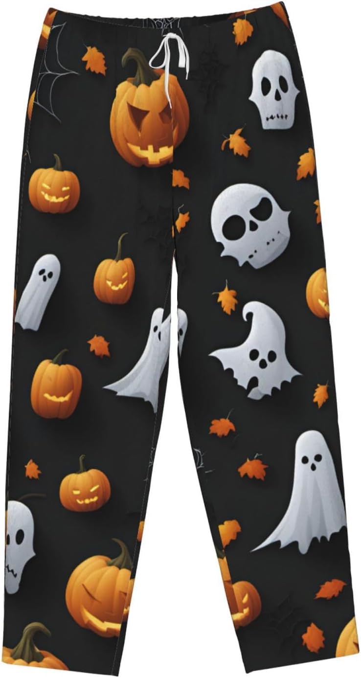 Cute Halloween Pattern Print Women'S Flannel Pajama Pants,Soft Warm Pajama Bottoms,Perfect For Holiday Lounging