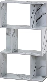 不二貿易(Fujiboeki) オープンラック シェルフ 3段 幅59×奥行24×高さ106cm 大理石調 S型 収納棚 ディスプレイラック 組立商品 59285