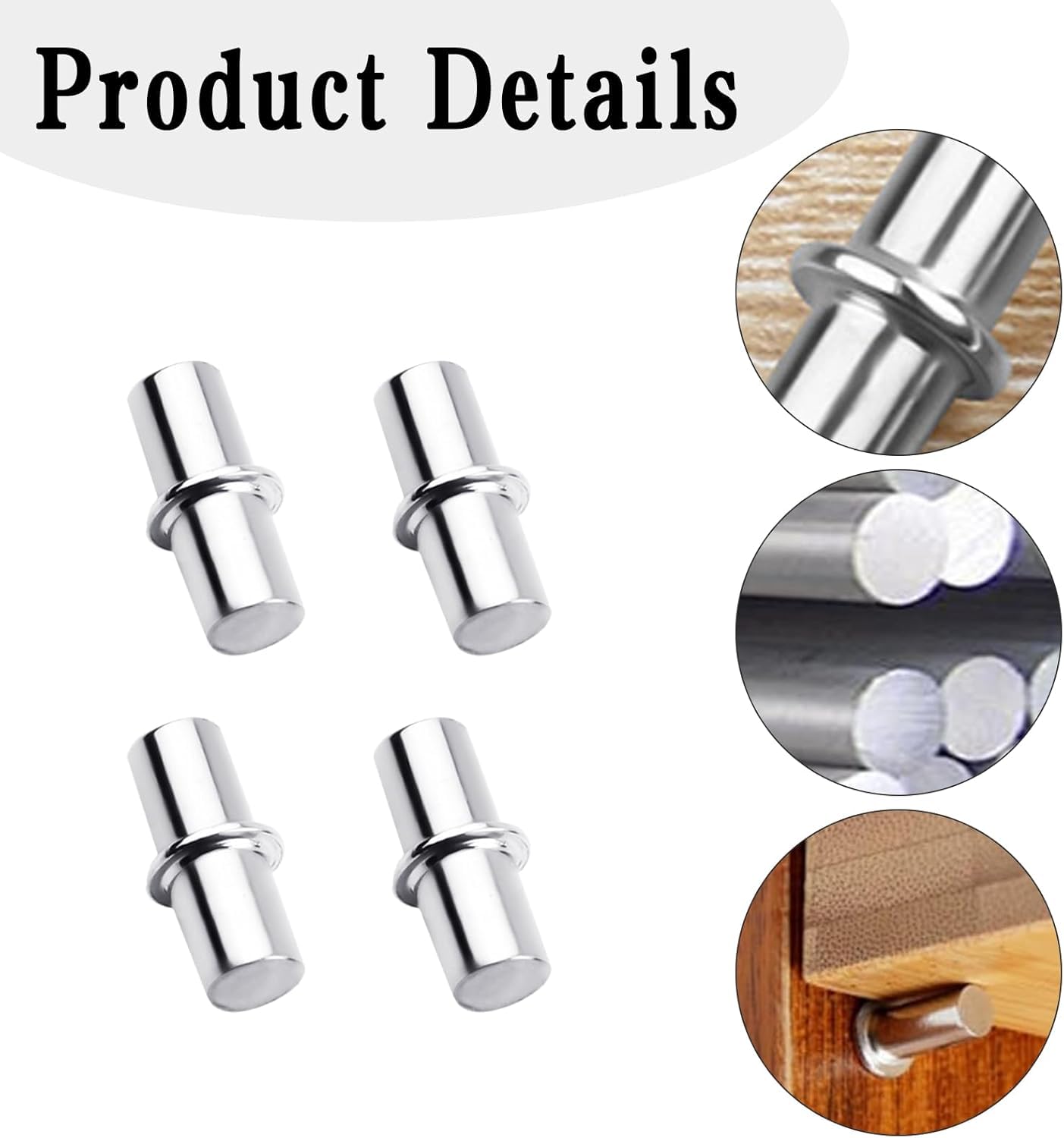 Pack of 20 Shelf Support 6 mm x 17 mm, Cylindrical Shelf Holder, Zinc Alloy Shelf Support - Image 3