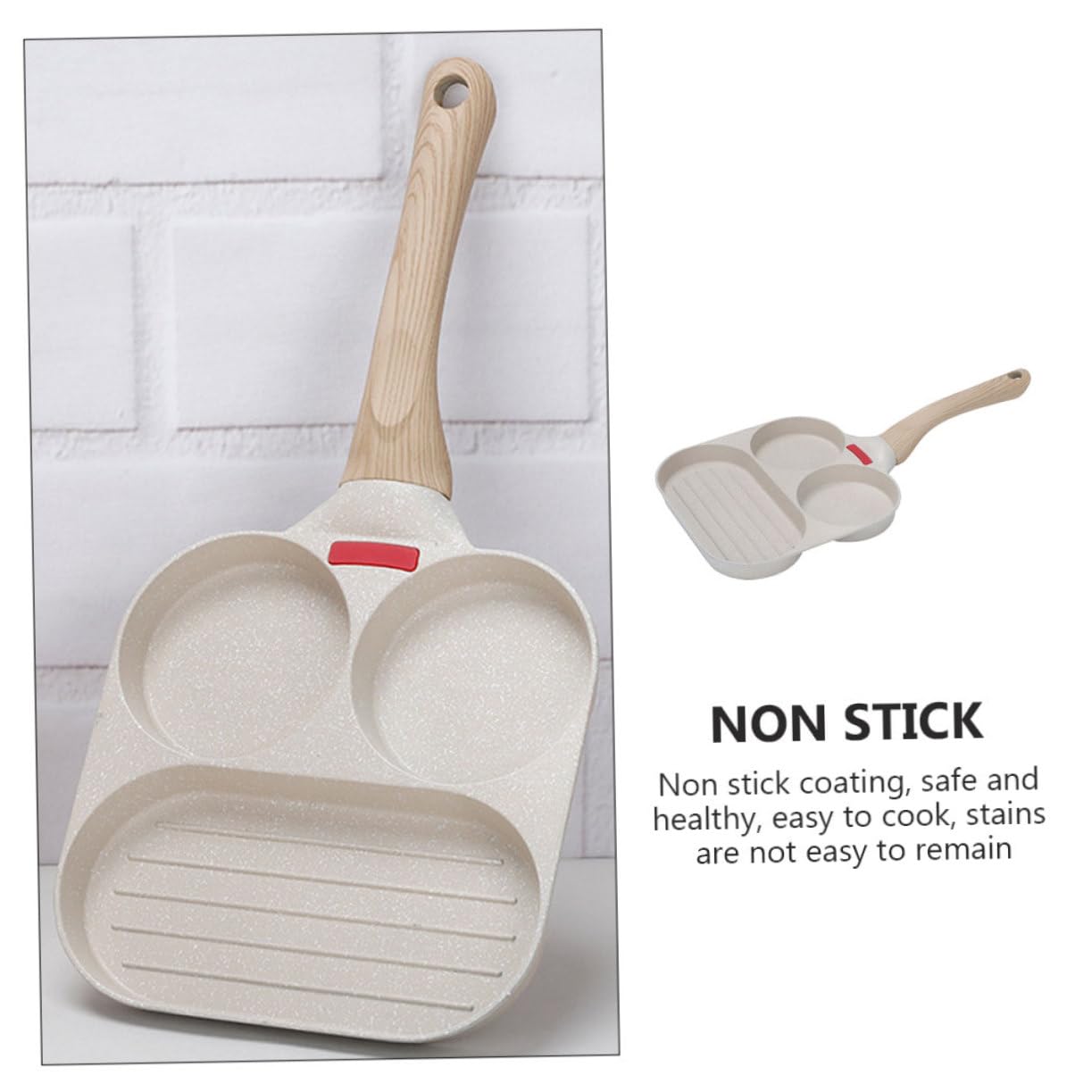 Padella Veloce per Lega Alluminio di Beige in e Multiuso Pancake Resistente Antiaderente Forma Rotonda per Cucina e Campeggio per Frittate e Colazione