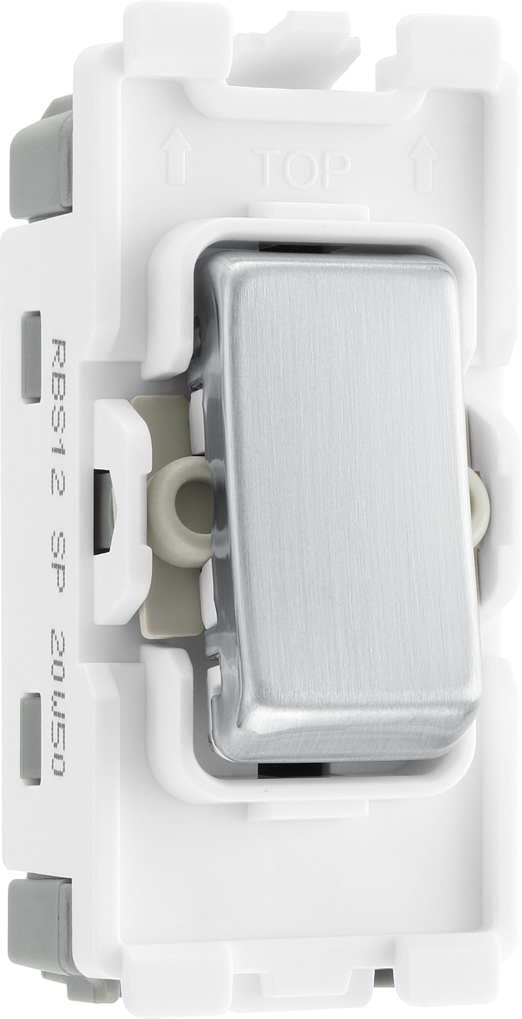 BG Nexus Grid Brushed Steel 20AX 2 Way 1 Pole Switch Module RBS12