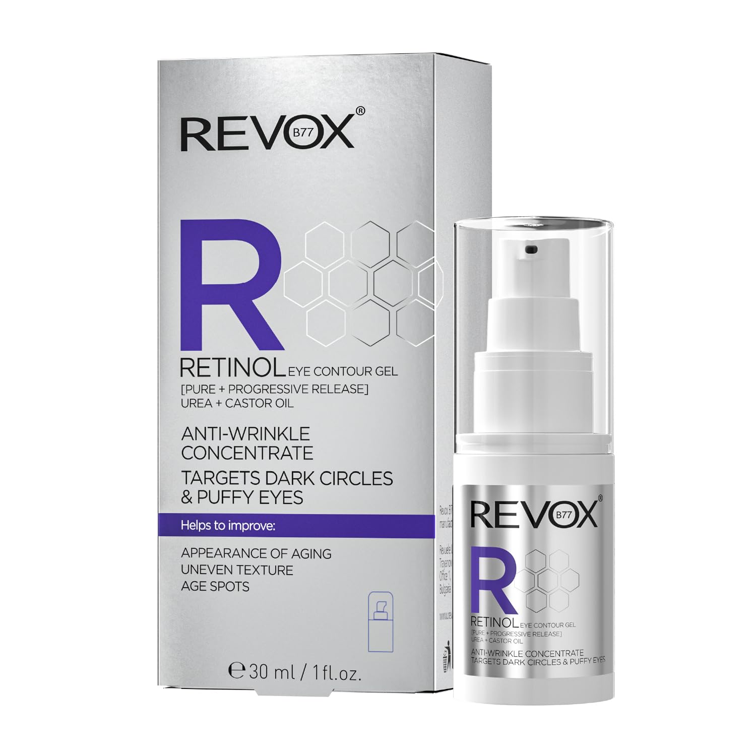 REVOX B77 - Retinol Eye Contour Gel Anti-Wrinkle Concentrate, 30 ml, Retinol Eye Contour, Reduces Expression Lines and Wrinkles, Smooths Texture, Stimulates Collagen Production, Deep Hydration