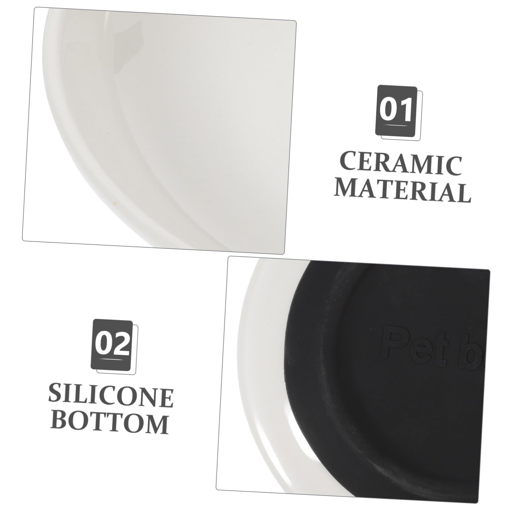 ibasenice Ciotole in Ceramica per Gatti, Piatte e Larghe, Base in Silicone Antiscivolo, 3 Pezzi, una Pappa Confortevole e Sana