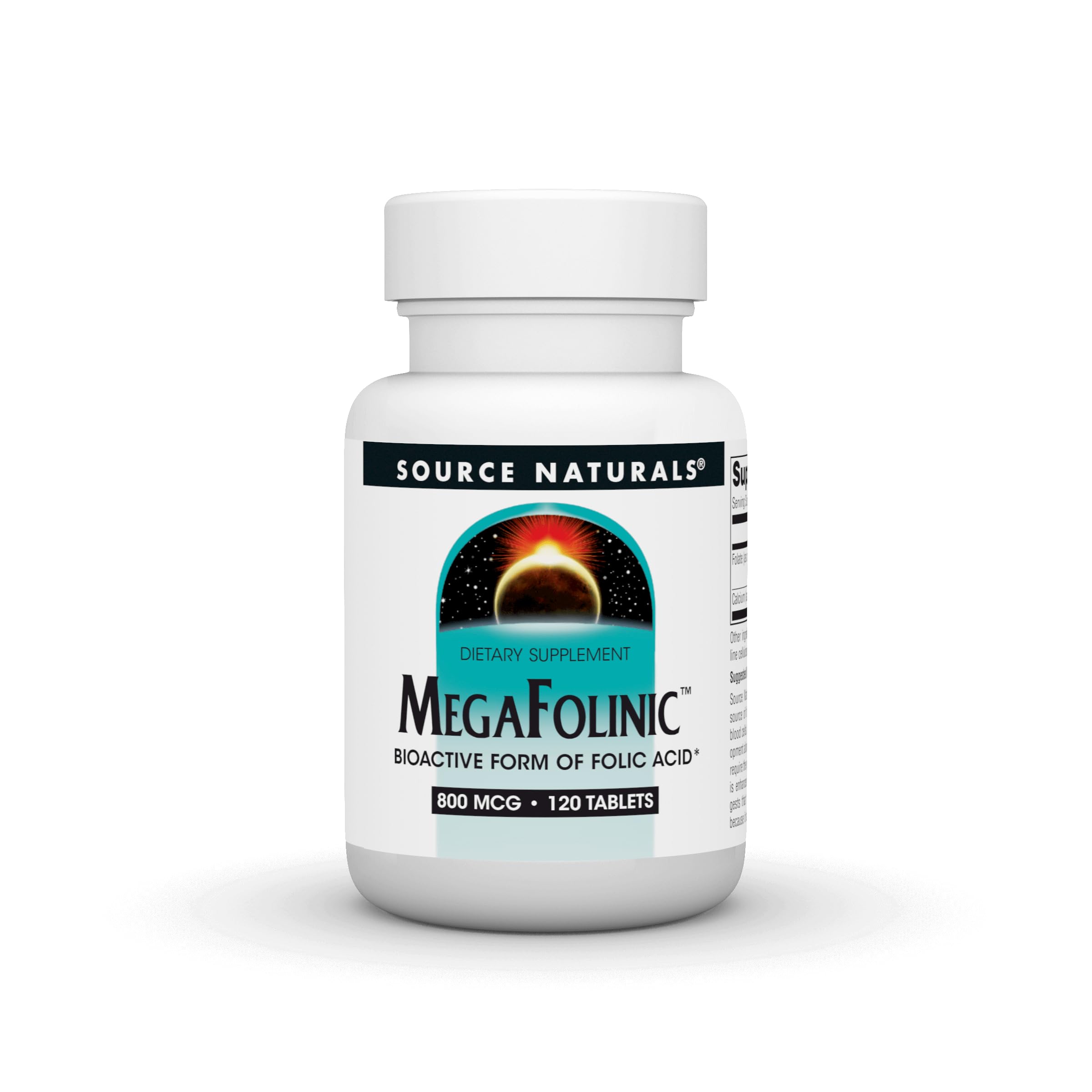 Source Naturals MegaFolinic, Bioactive Form of Folic Acid, 800 mcg - 120 Tablets