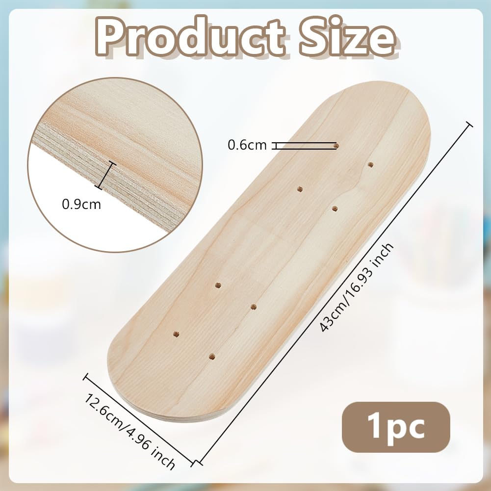 OLYCRAFT 43 x 12.6cm Großes Unbedrucktes DIY Skateboard Deck Aus Holz – Doppelseitige Graffiti Platte Für Individuelle Skateboard Projekte Und Einzigartige Künstlerische Designs