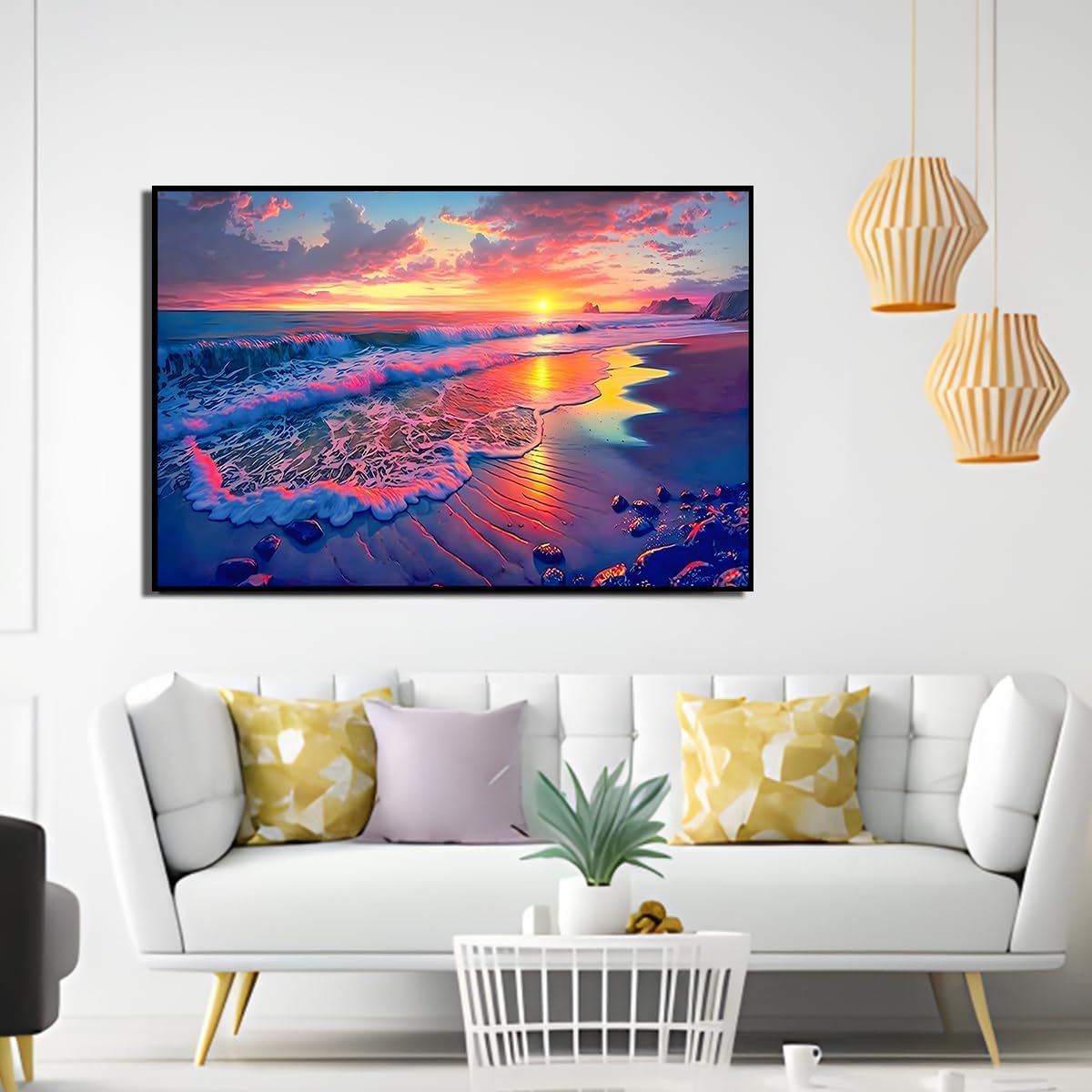 5D Sunset Beach Ocean Diamond Art Kit, Full Drill 27.5x15.7 for Adults image 5